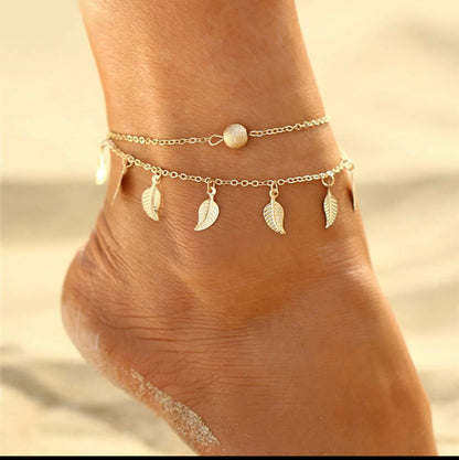 Double Layered Leaf Anklet