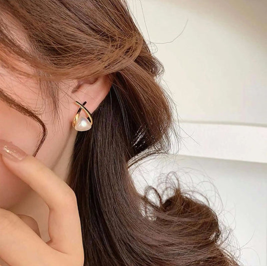 Triangle Pearl Studs