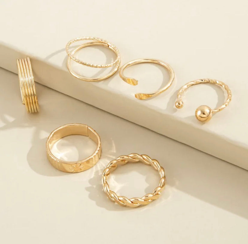 Gold Plated Set of 6 Rings