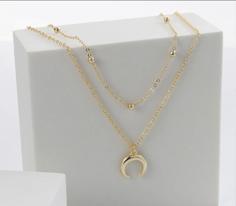 Moon Double Layered Necklace