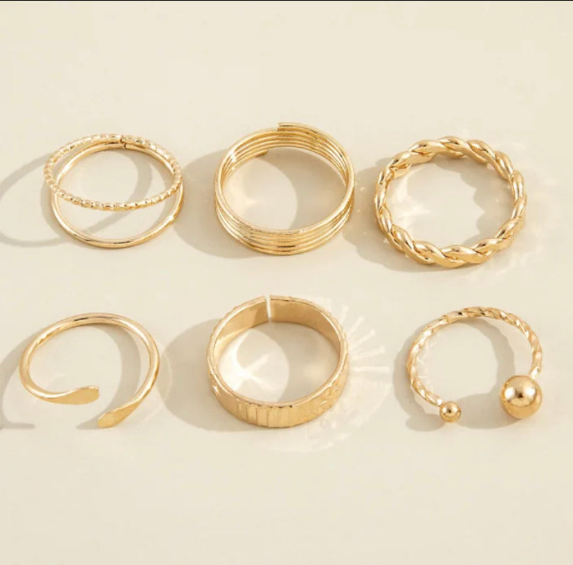 Gold Plated Set of 6 Rings