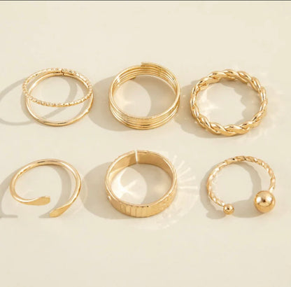 Gold Plated Set of 6 Rings