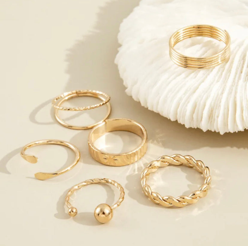 Gold Plated Set of 6 Rings