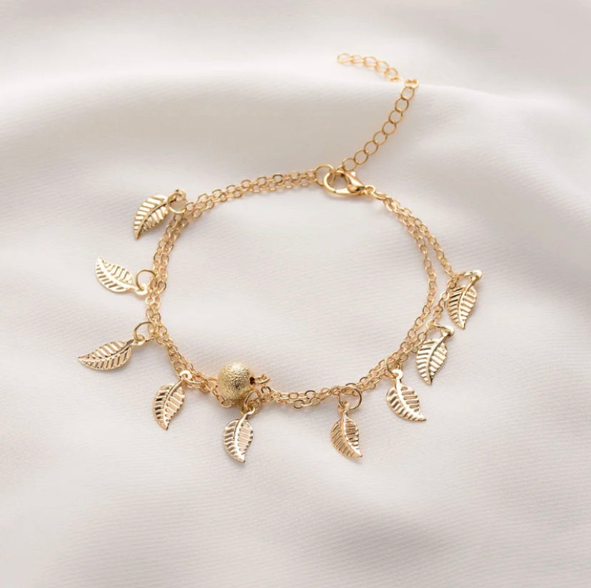 Double Layered Leaf Anklet