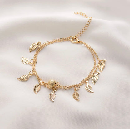 Double Layered Leaf Anklet