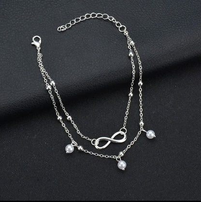 Double Layered Pearl Infinity Anklet