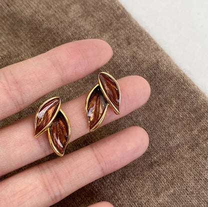 Leaf Enamel Studs