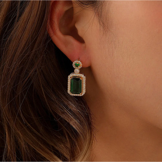 Emerald Danglers Earrings