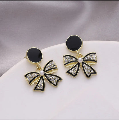 Black Onyx Bow Earrings