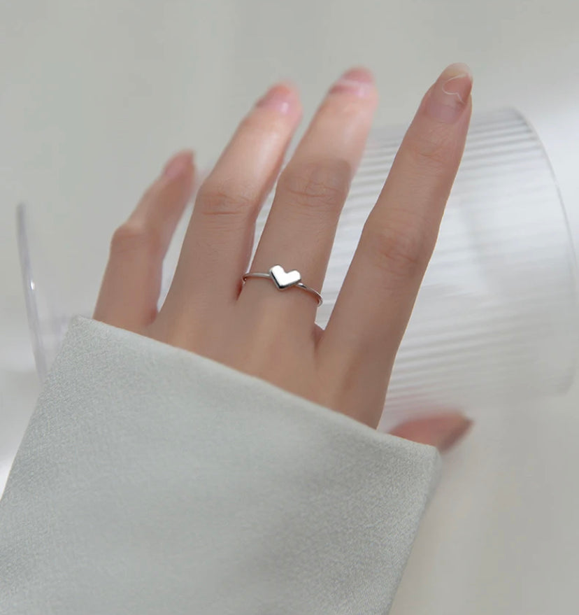 Silver Heart Rings ~ Set of 2