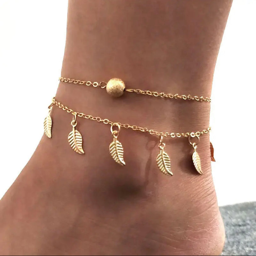 Double Layered Leaf Anklet