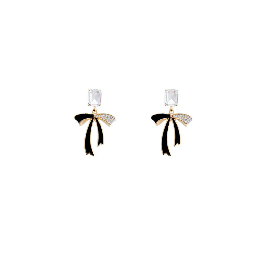 Black Knot Bow Premium Earrings
