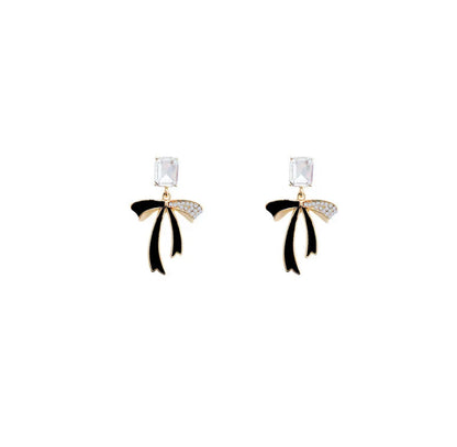 Black Knot Bow Premium Earrings