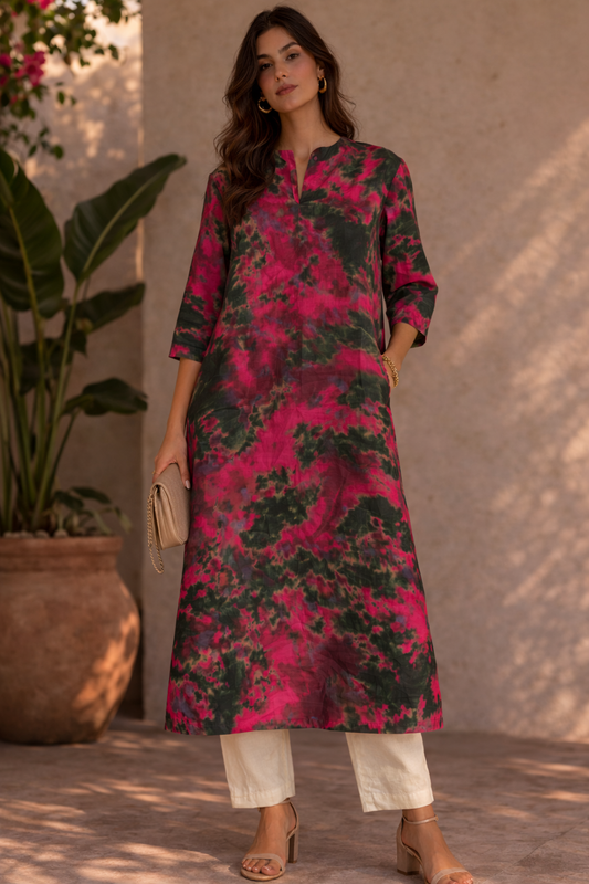 Crimson Smoke Printed Kurta
