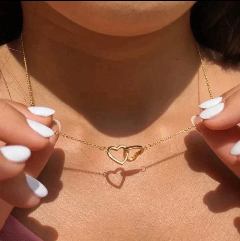 Double Heart Gold Plated Necklace