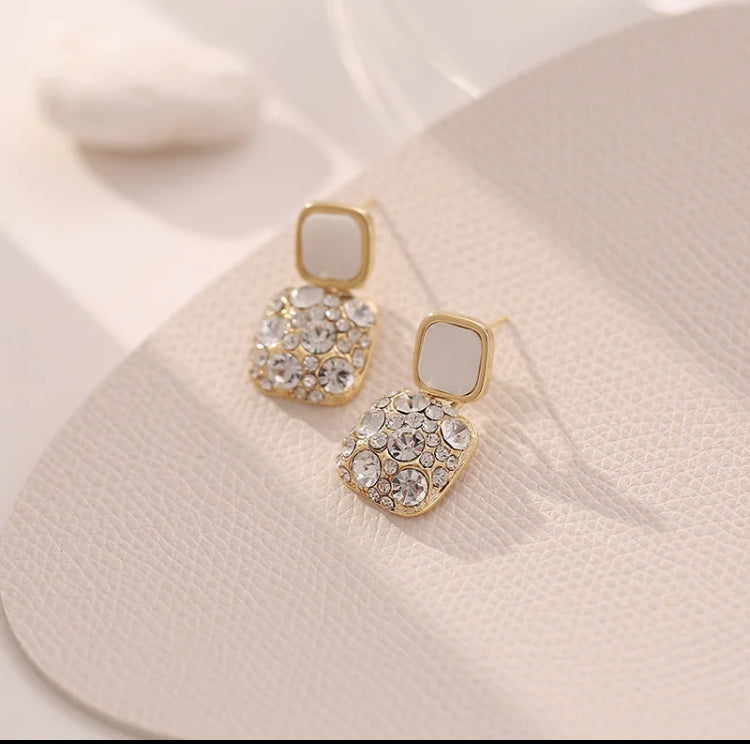 Diamond studed Square Drop Earrings