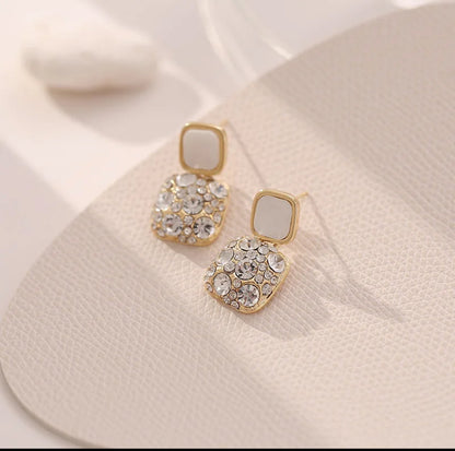 Diamond studed Square Drop Earrings