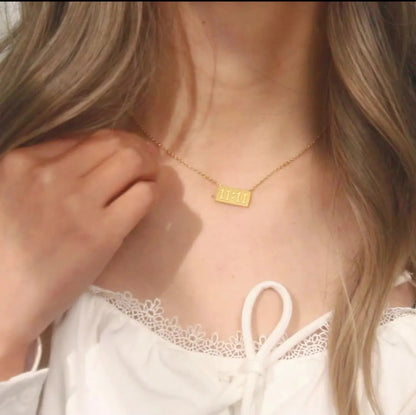 11:11 Square Gold Plated Necklace