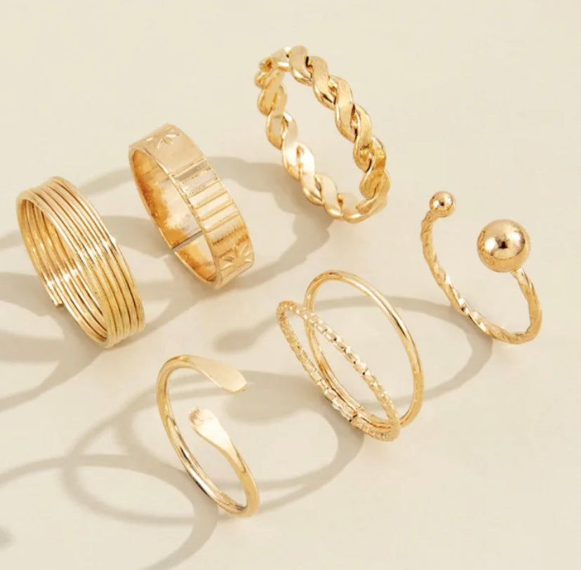 Gold Plated Set of 6 Rings