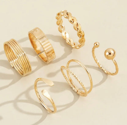 Gold Plated Set of 6 Rings