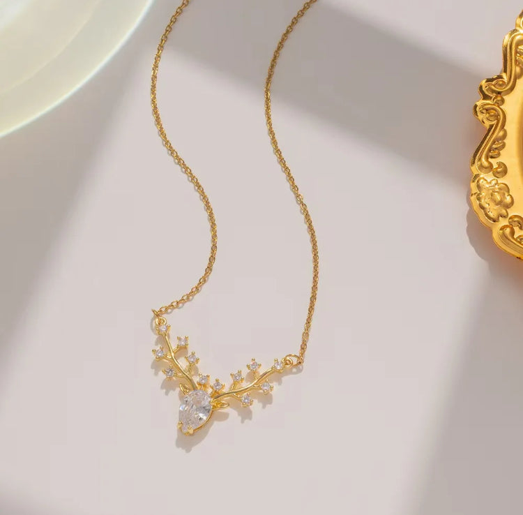 Deer Horn Gold Plated Necklace