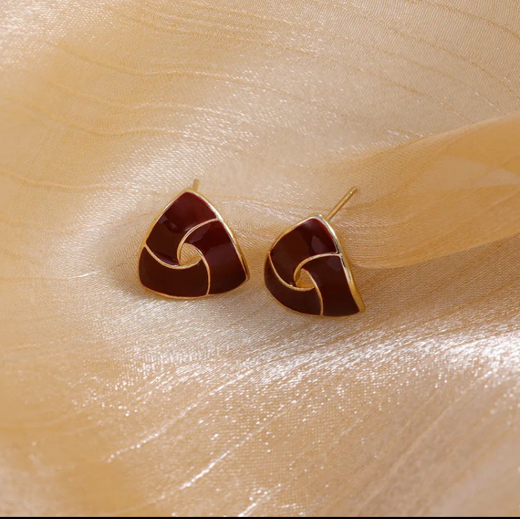 White & Gold Triangle Studs