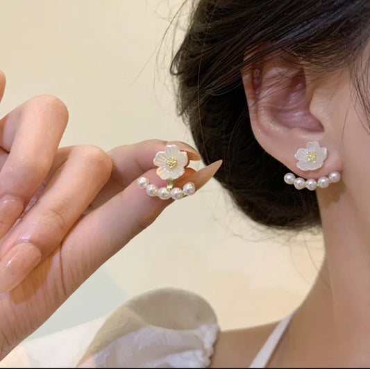 Pearl Flower Studs