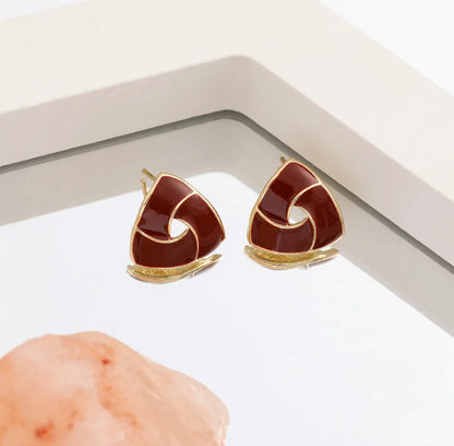 White & Gold Triangle Studs
