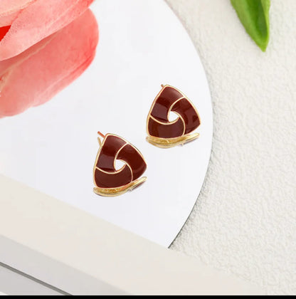 White & Gold Triangle Studs