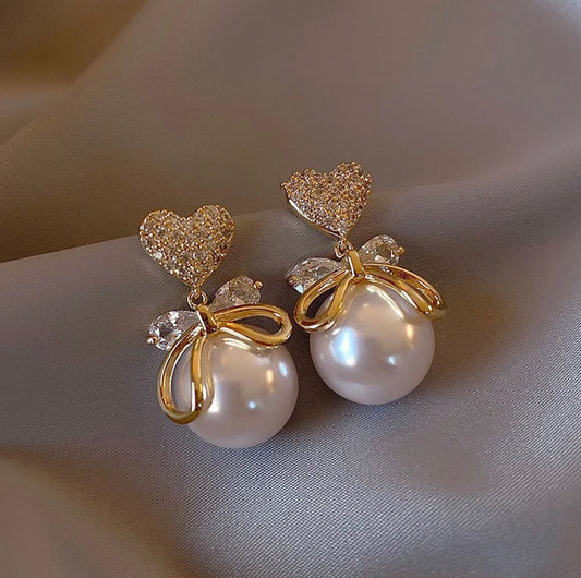Heart Pearl Danglers