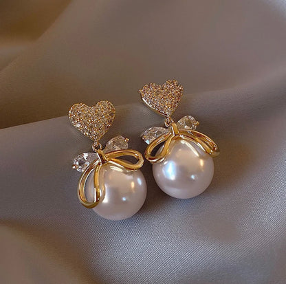 Heart Pearl Danglers