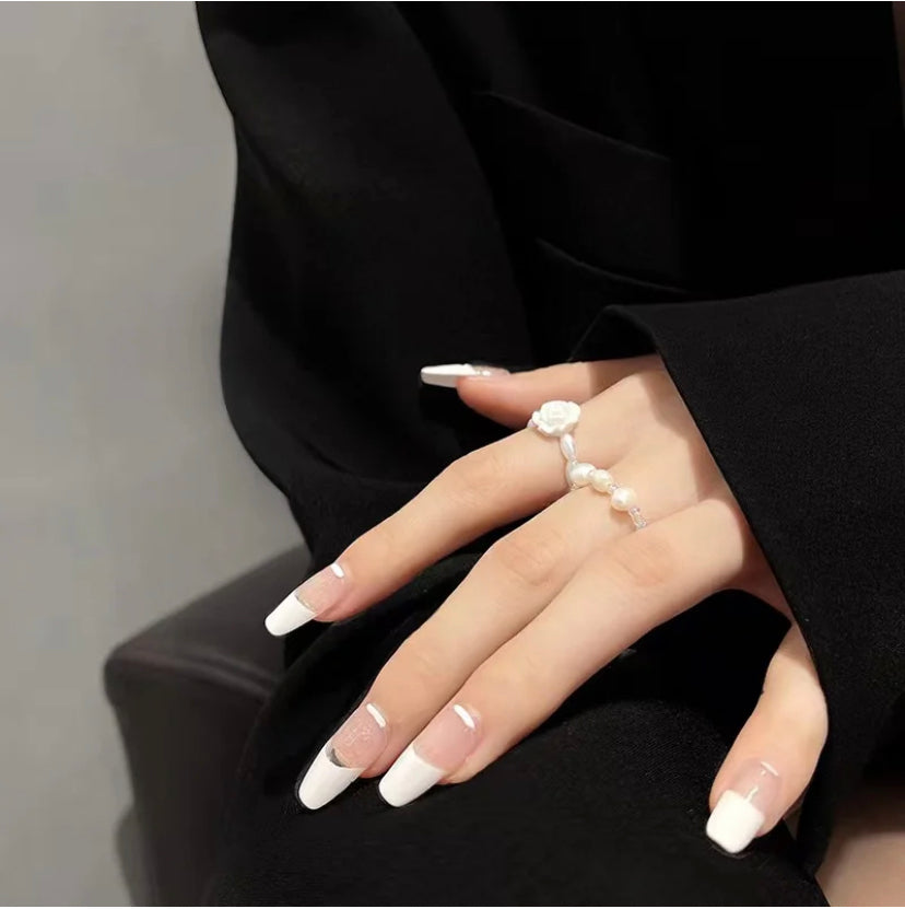 Beaded Pearl Rings Set Of 2