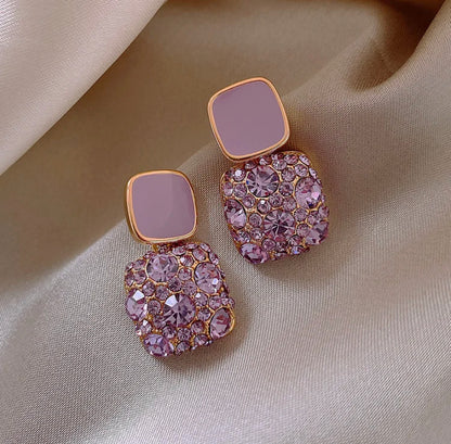 Diamond studed Square Drop Earrings