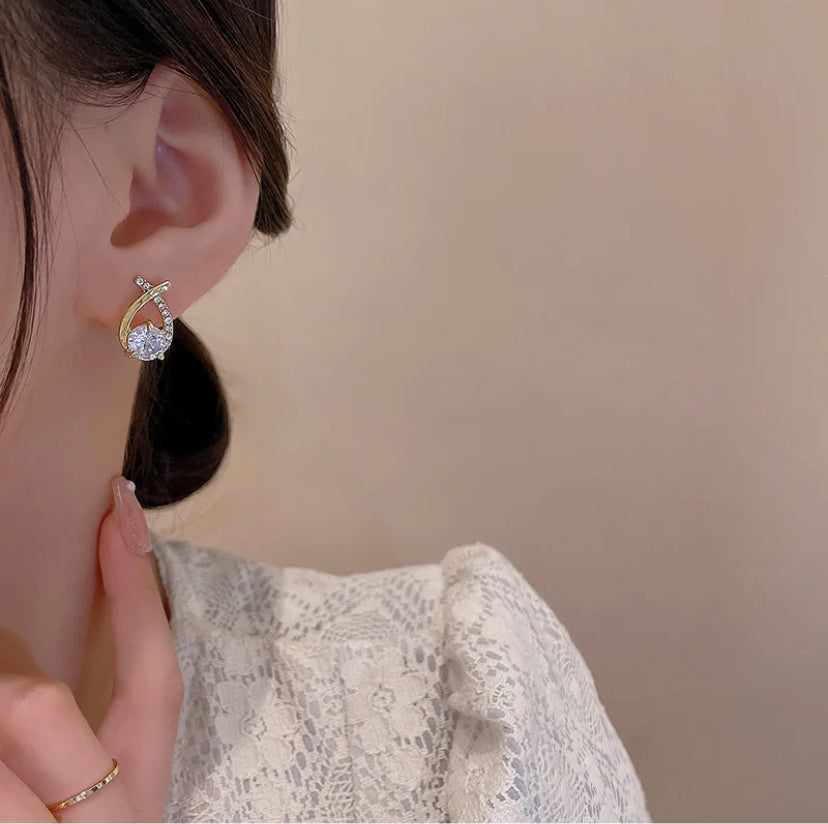 Drop Diamond Studded Studs