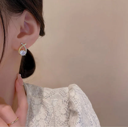 Drop Diamond Studded Studs