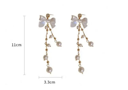 Bow Knot Pearl Danglers