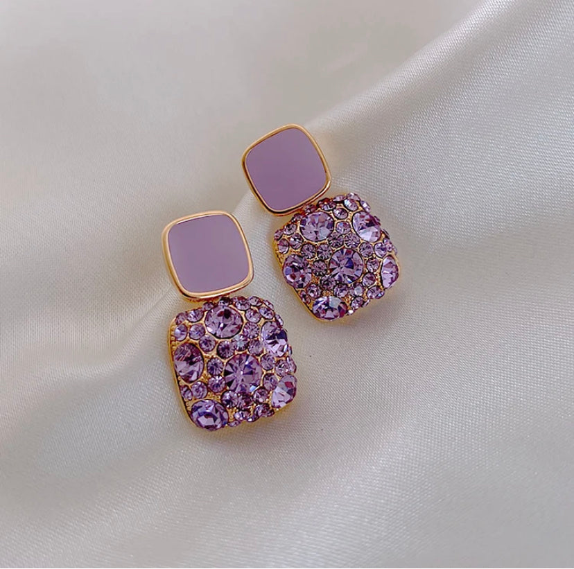 Diamond studed Square Drop Earrings