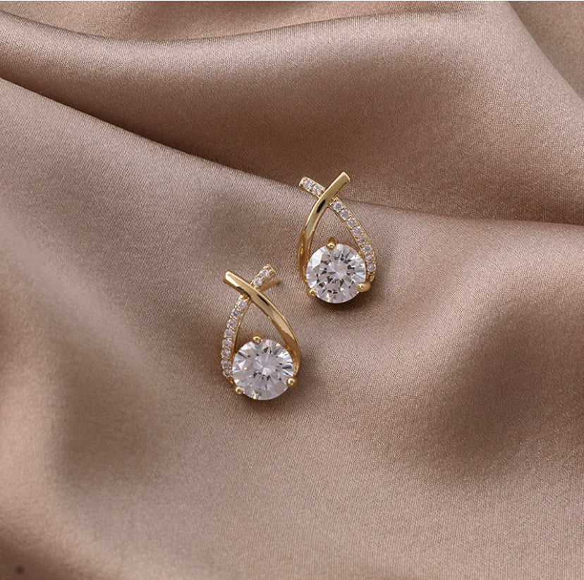 Drop Diamond Studded Studs