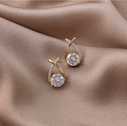 Drop Diamond Studded Studs