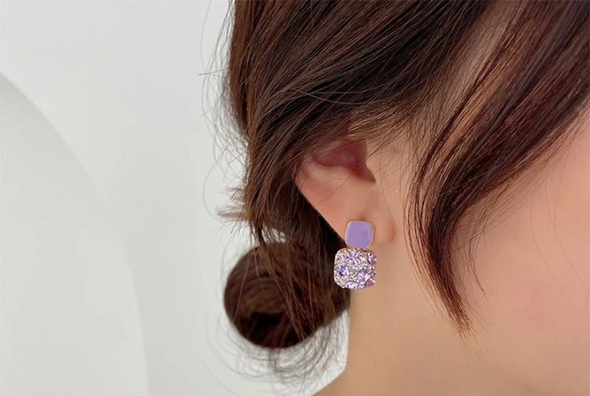 Diamond studed Square Drop Earrings