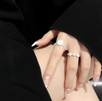 Beaded Pearl Rings Set Of 2
