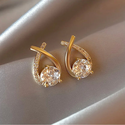 Drop Diamond Studded Studs