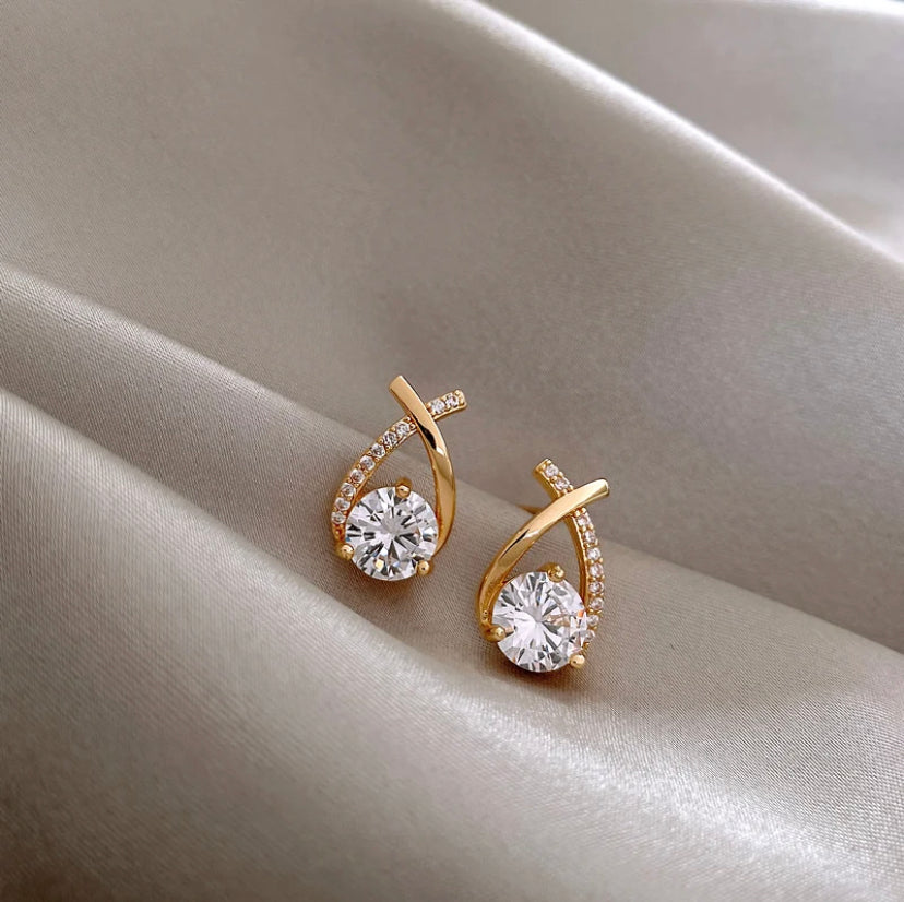 Drop Diamond Studded Studs