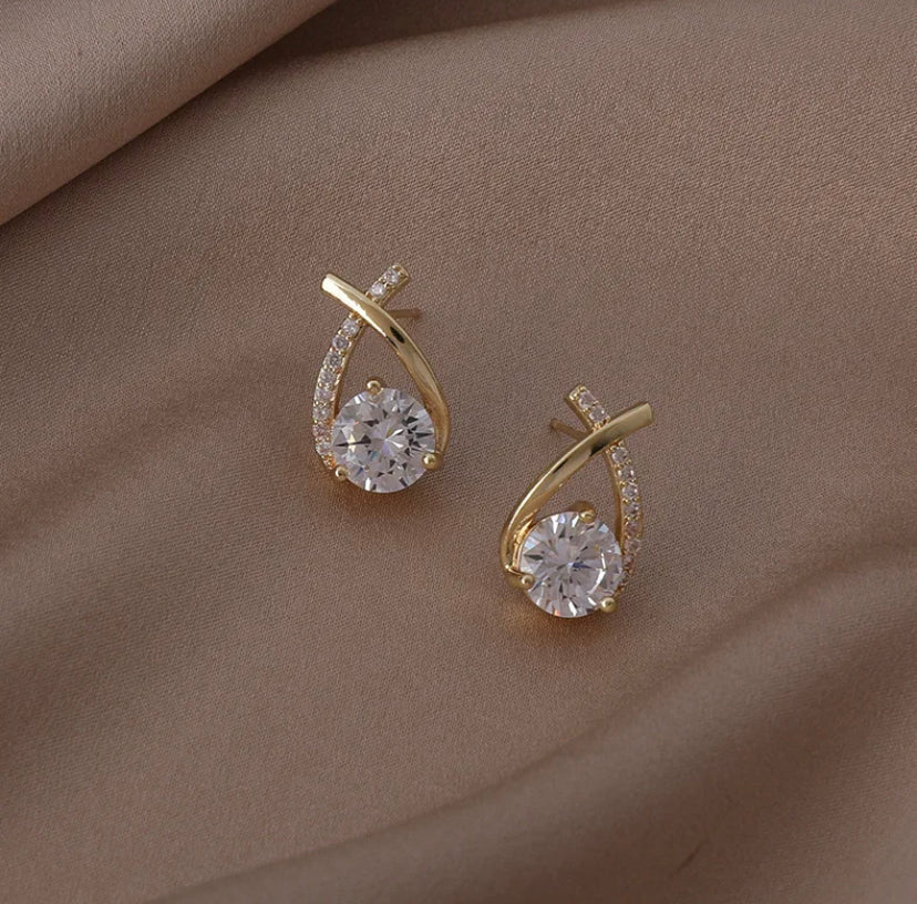 Drop Diamond Studded Studs