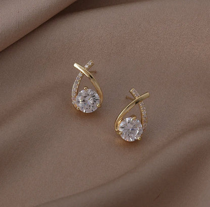 Drop Diamond Studded Studs
