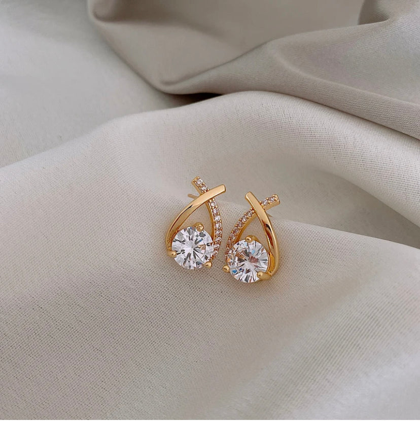Drop Diamond Studded Studs