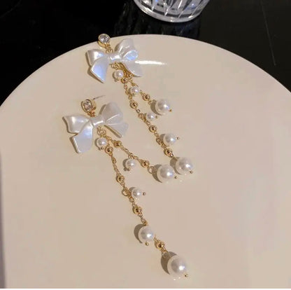 Bow Knot Pearl Danglers