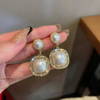 Geometric Pearl Luxury Danglers