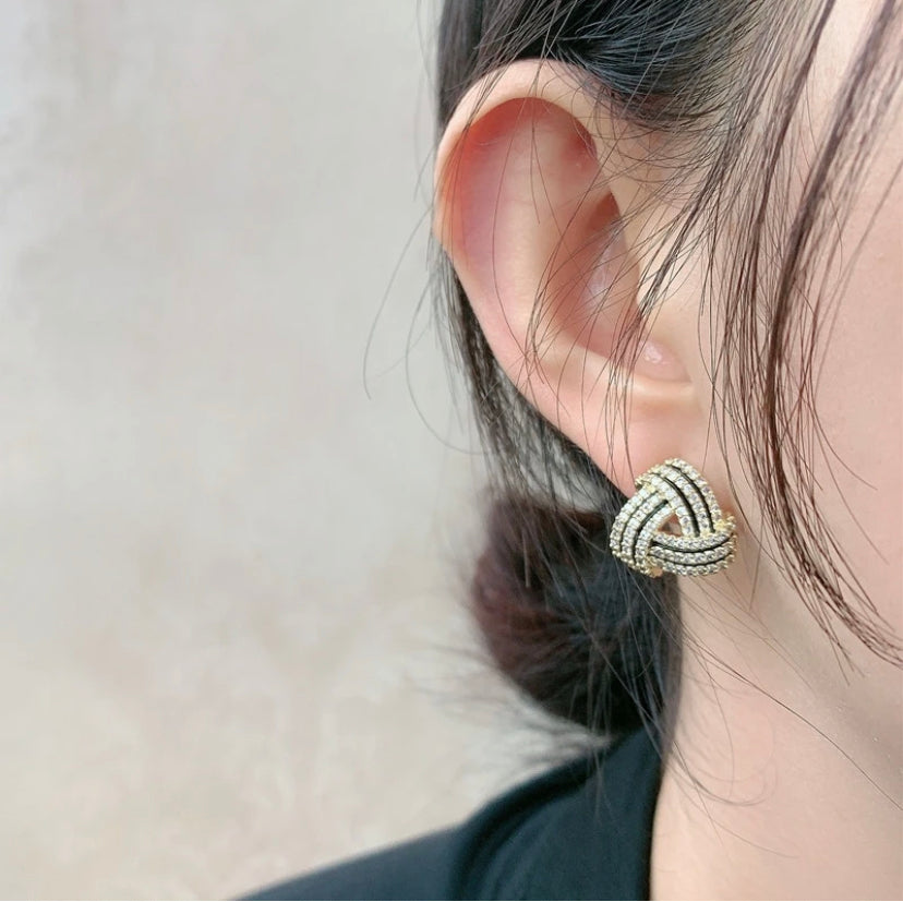 Triangle Black & Gold Studs