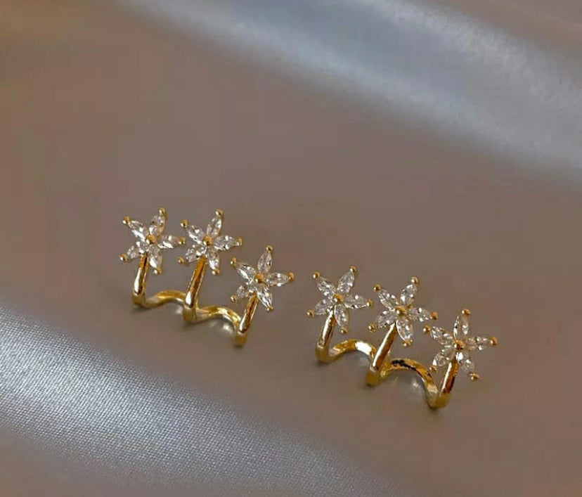 Flower Cuff Stud Earrings